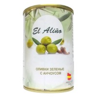 Оливки зеленые с анчоусами El alino, 270 г