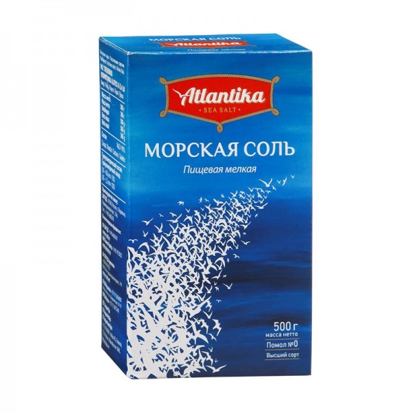 Соль морская мелкая помол №0 Atlantika, 500 г