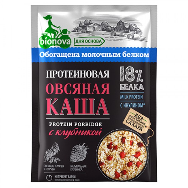 Каша протеиновая Овсяная с клубникой Bionova, 40 г