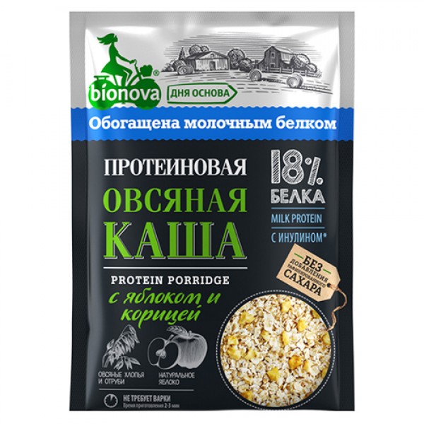 Каша протеиновая Овсяная с яблоком и корицей Bionova, 40 г