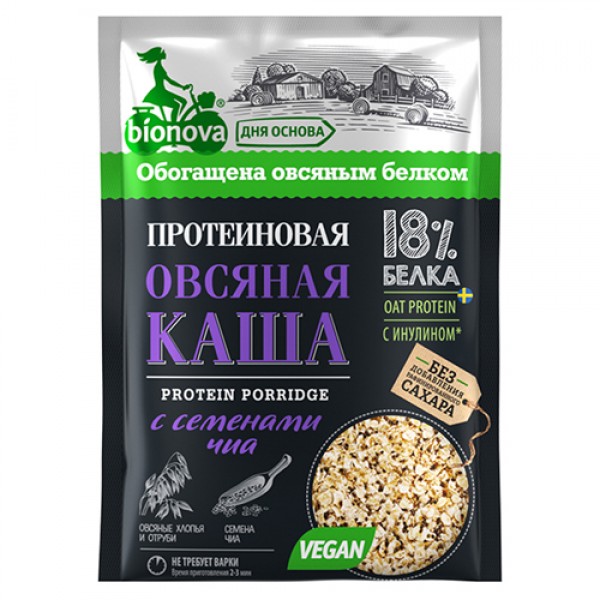 Каша протеиновая Овсяная с семенами чиа Bionova, 40 г