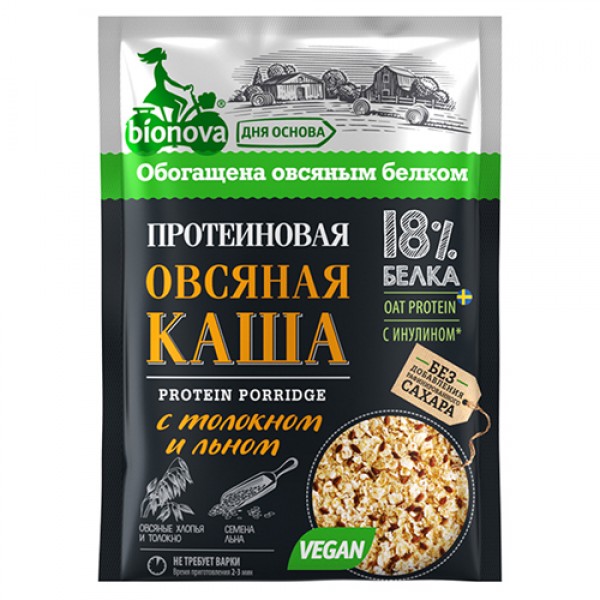 Каша протеиновая Овсяная с толокном и льном Bionova, 40 г