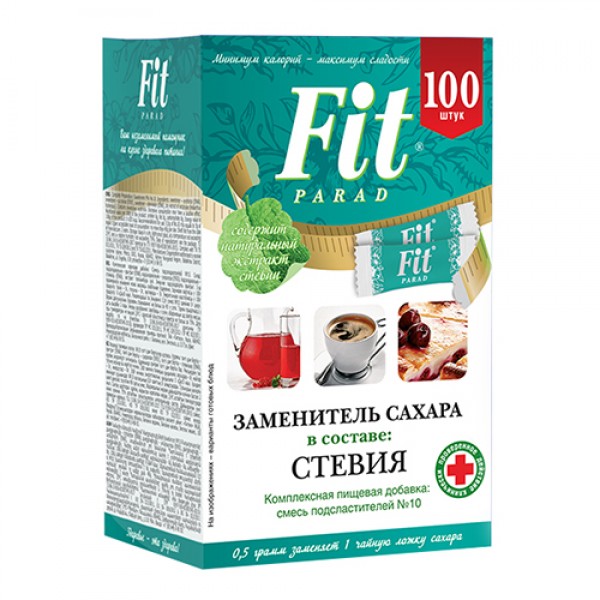 Заменитель сахара на основе эритрита и стевии №10 100 саше Fit Parad, 50 г