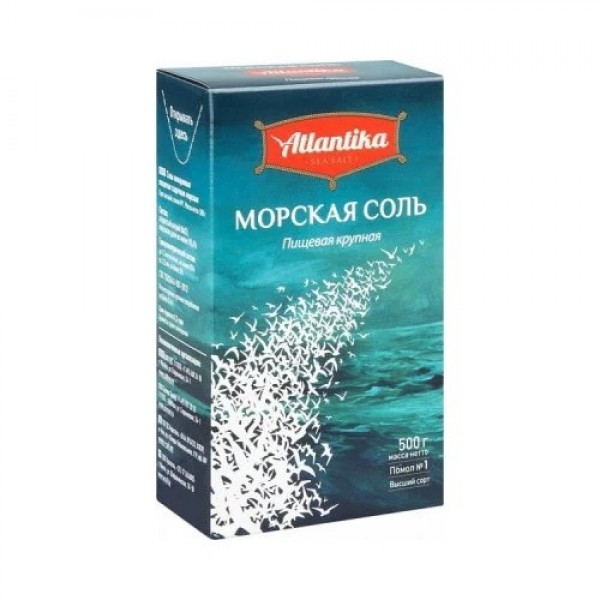 Соль морская крупная помол №1 Atlantika, 500 г