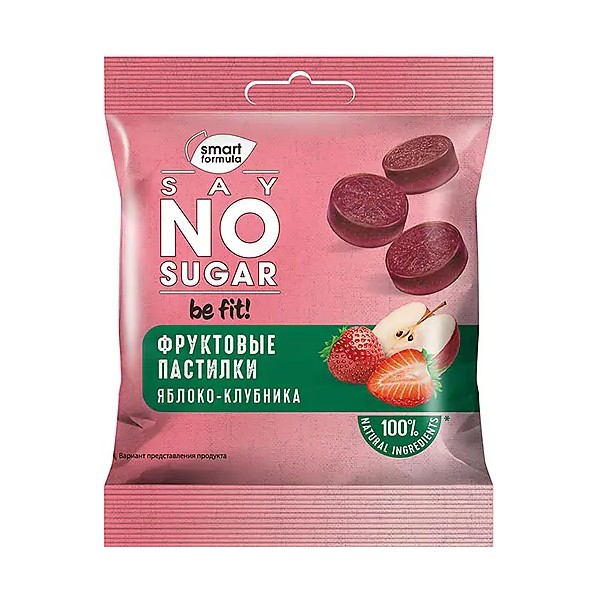 Фруктовые пастилки Say No Sugar Яблоко – клубника Smart Formula, 30 г