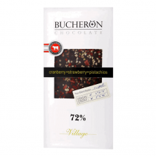 Шоколад горький 72% клюква, клубника и фисташки Bucheron, 100 г