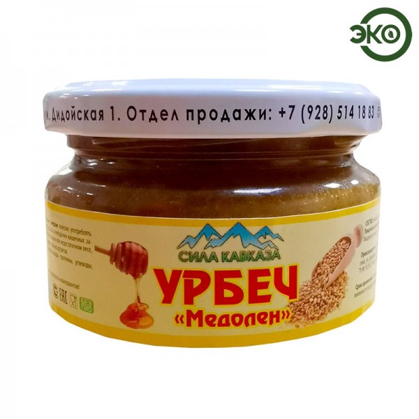 Урбеч (Урба) дагестанский из семян белого льна с медом Медолен ДИДО Сила Кавказа, ст.бан, 125 г