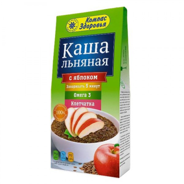 Каша Льняная с яблоком Компас здоровья, 250 г