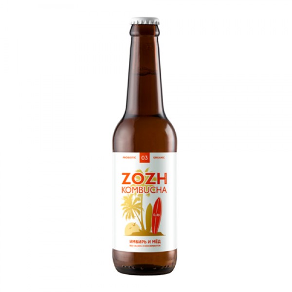 Комбуча Имбирь и мед без сахара Zozh kombucha, 330 мл