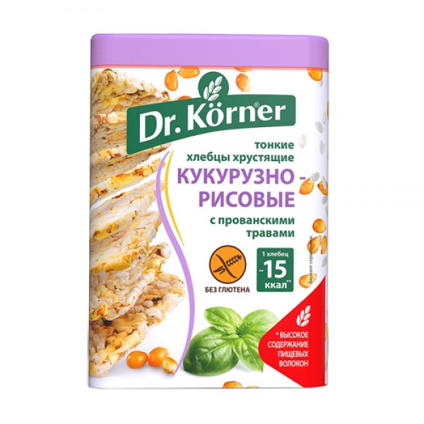 Хлебцы кукурузно-рисовые с прованскими травами хрустящие Dr. Korner, 100 г