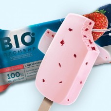 Мороженое эскимо BIO Пломбир с пробиотиками и клубникой 15% Эскимос, 70 г