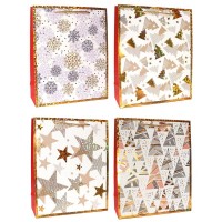 Пакет-сумка подарочный Новогодний Люкс с тиснением в ассортименте 18*23*8 см