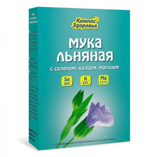 Мука льняная с селеном, калием, магнием Компас здоровья, 300 г