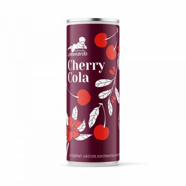 Лимонад без сахара Cherry Cola Вишневая кола Lemonardo, ж.бан, 330 мл