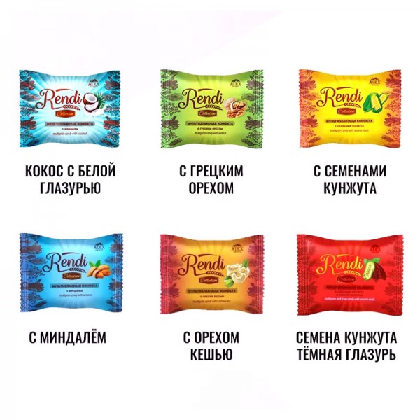 Конфеты мультизлаковые с орехами Rendi Сила Кавказа Collection набор Ассорти Alex Sweets, 215 г