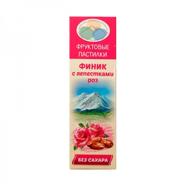 Фруктовые пастилки Без сахара Финик с лепестками роз Полезные сладости курорта, 65 г