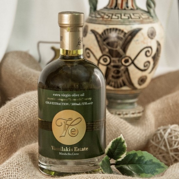 Масло оливковое Extra Virgin лимитированная серия 0.1-0.3% о.Крит Греция VE Vassilakis Estate, ст.бут, 500 мл