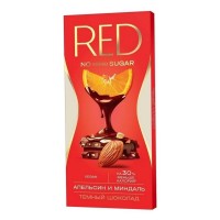 Шоколад темный с апельсином и миндалем без сахара Red, 70 г