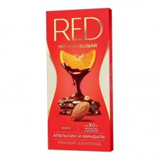 Шоколад темный с апельсином и миндалем без сахара Red, 70 г