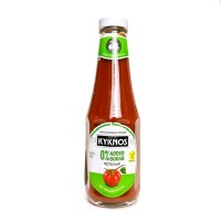 Кетчуп томатный без добавления сахара Греция Kyknos, ст.бут, 320 г