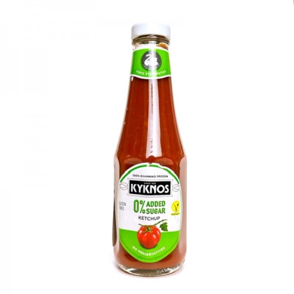 Кетчуп томатный без добавления сахара Греция Kyknos, ст.бут, 320 г