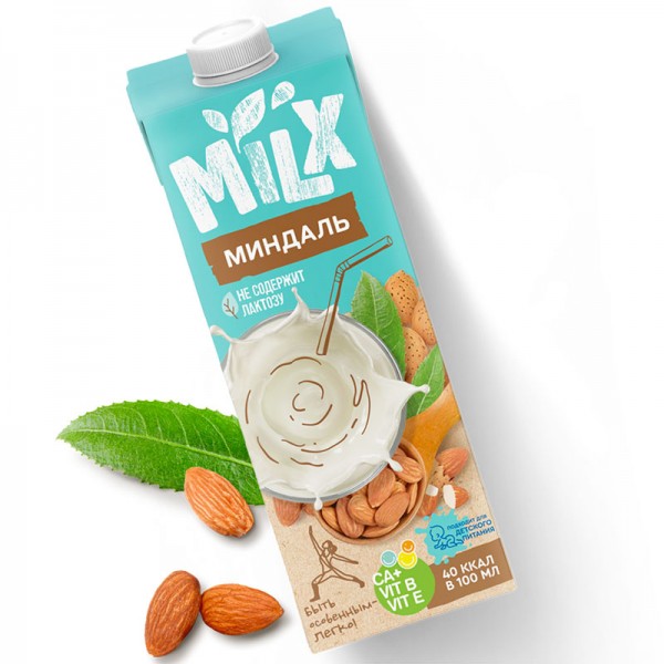 Напиток Миндаль молоко растительное без сахара Milx 2,5%, 1 л