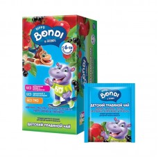 Травяной чай детский Яблоко-малина-смородина с 6-х месяцев Hippo Bondi & friends, 25 пакетиков, 25 г