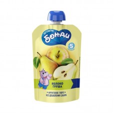 Пюре фруктовое из яблок и груш Бегемотик Бонди, 90 г