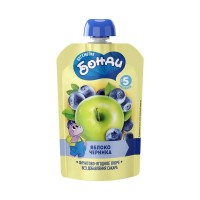 Пюре фруктовое из яблок и черники Бегемотик Бонди, 90 г