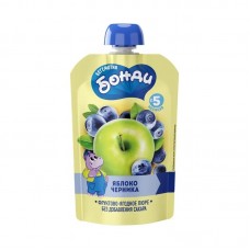 Пюре фруктовое из яблок и черники Бегемотик Бонди, 90 г Пюре фруктовое из яблок и черники Бегемотик Бонди, 90 г