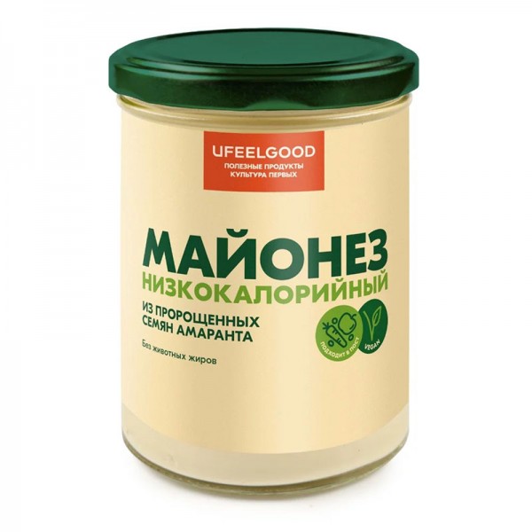 Майонез низкокалорийный из семян амаранта постный без животных жиров Ufeelgood, 450 мл
