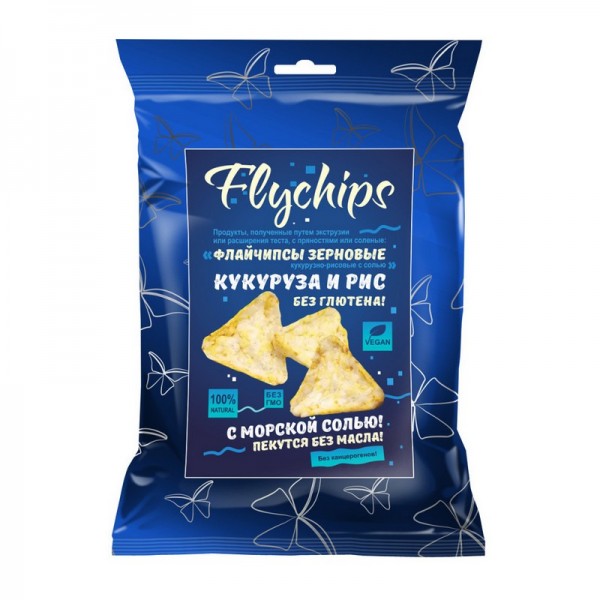 Флайчипсы безглютеновые кукурузно-рисовые с солью Flychips, 40 г