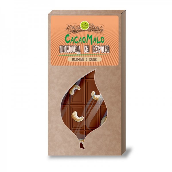 Шоколад CacaoMalo молочный из кэроба необжаренного с кешью Дары Памира, 85 г