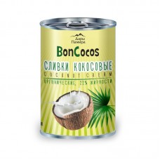 Сливки кокосовые BonCocos органика жирность 22% Дары Памира, ж.бан, 400 мл