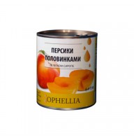 Персики половинками без косточки в легком сиропе Ophellia, ж.бан, 850 мл