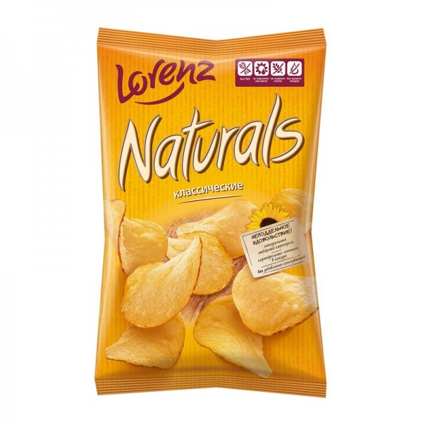 Чипсы картофельные Классические с солью Naturals Lorenz, 100 г
