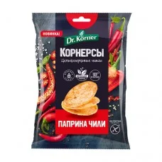 Чипсы цельнозерновые кукурузно-рисовые с паприкой и чили Dr. Korner, 50 г