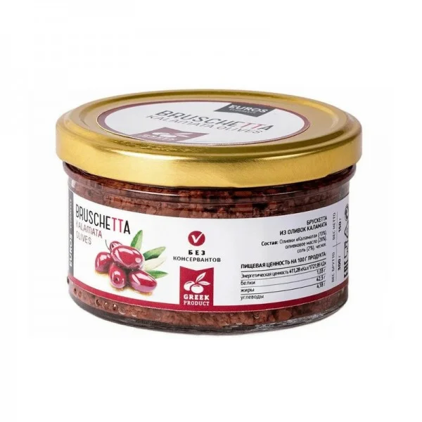 Брускетта из оливок Каламата Греция EcoGreece, ст.бан, 150 г