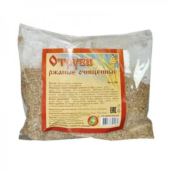 Отруби ржаные очищенные СибТар, 200 г