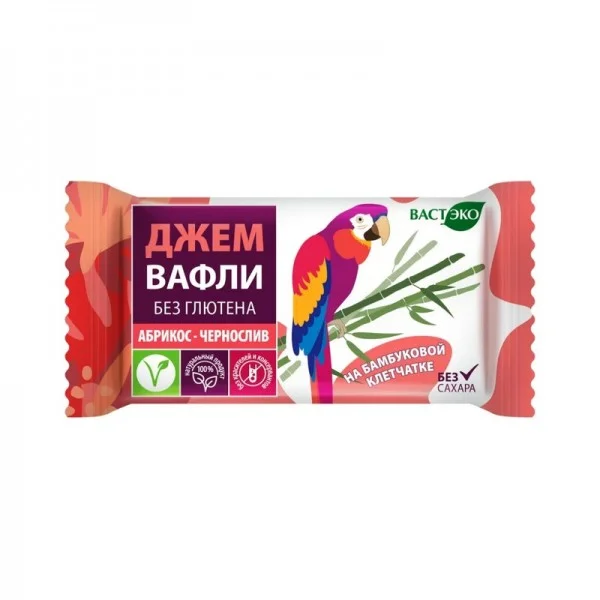 Вафли Джем Абрикос - Чернослив без глютена и сахара Вастэко, 21 г
