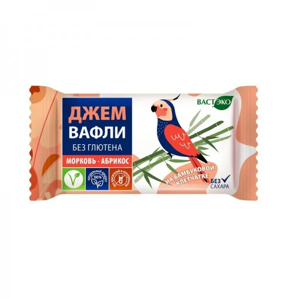 Вафли Джем Морковь - Абрикос без глютена и сахара Вастэко, 21 г