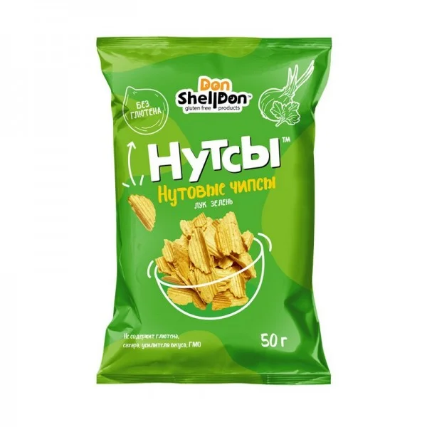 Нутсы чипсы нутовые c луком и зеленью Don Shelldon, 50 г